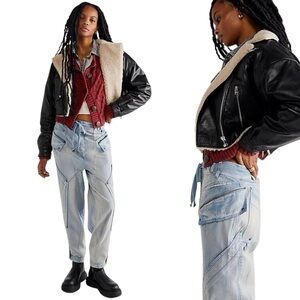 NWOT Free People Wilder Cargo Inspired Pants $228 XS Autumn Sky Slouchy 0066